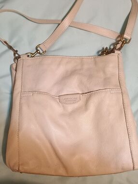 American Leather Co Cream Leather Crossbody Bag